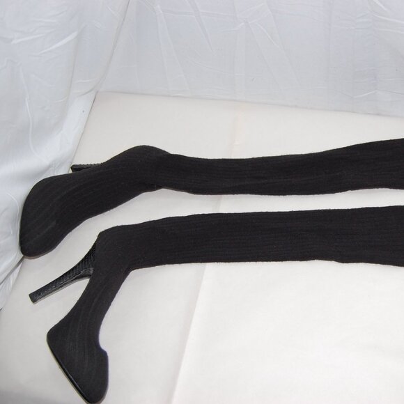 $1250❤️39/US8 DOLCE & GABBANA Stretch Socks Over knee Thigh High Heels Boots OTK - Picture 1 of 12